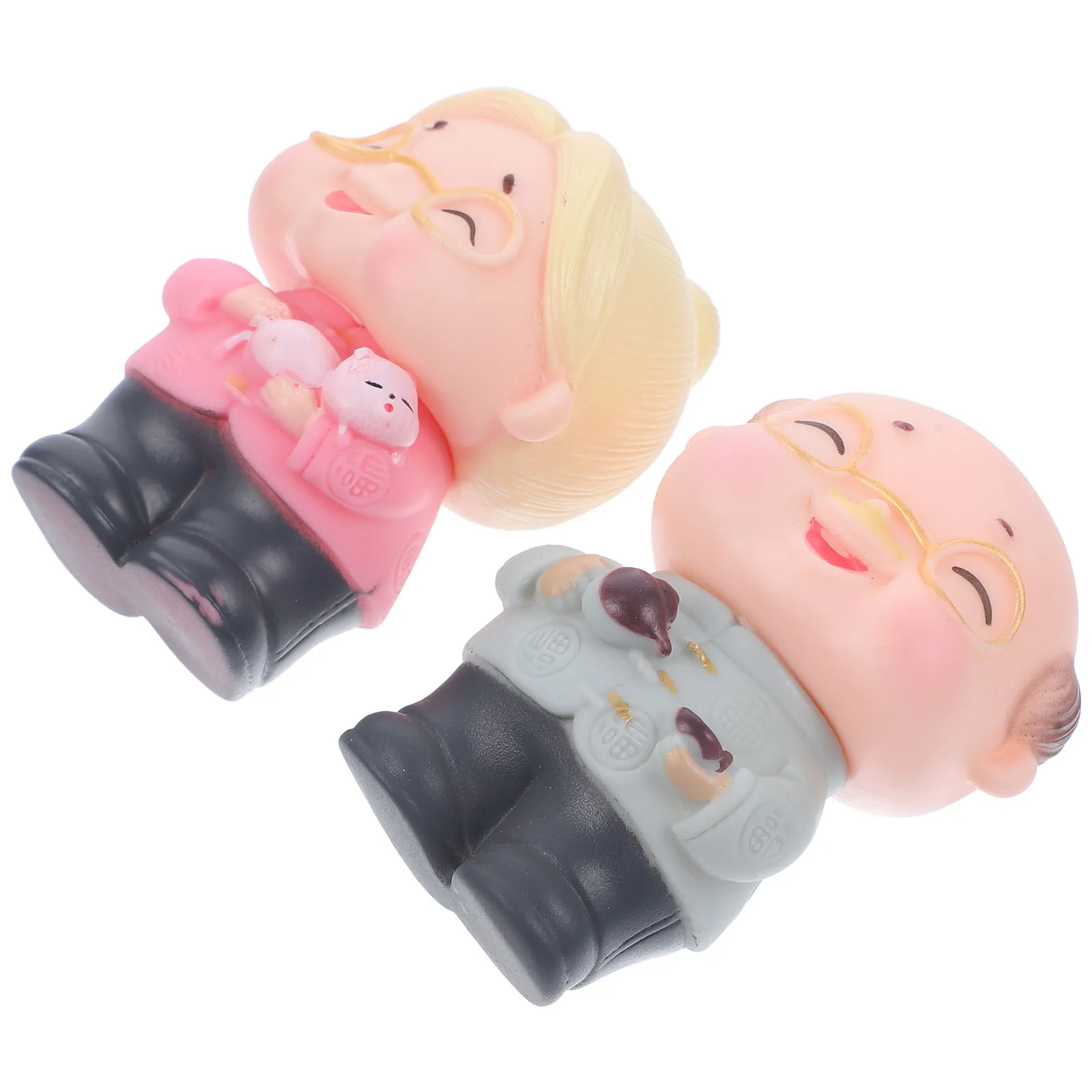 2 قطعة زينة الكعكة الذكرى المركزية البلاستيكية الفن الحرفية لسطح المكتب المشهد الصغير قابلة لإعادة الاستخدام المسنين زوج حلية المنزل الطرف #5