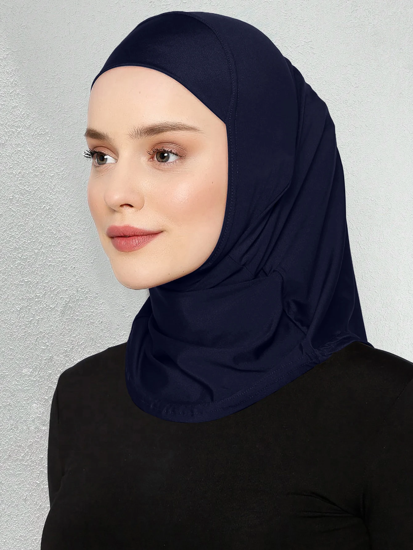 1pcs Women Muslim Elegant Solid Color Polyester Sports Hijab Head Cover All Season