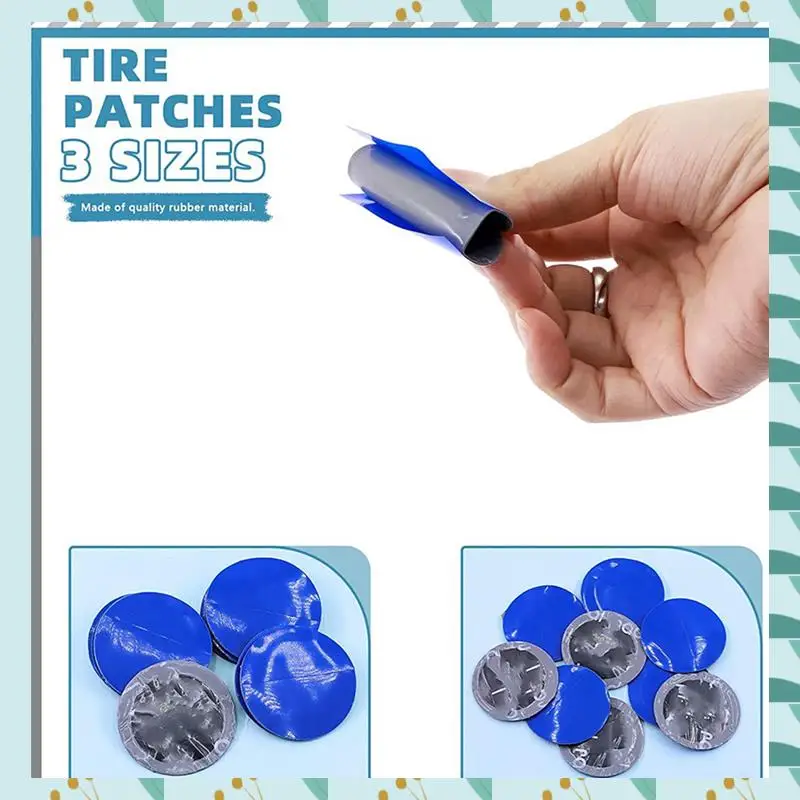 

A71P 64Pcs Tire Repair Patch Tools Kit, Tire Patch Roller With Tire Buffer Wheel And Tire Repair Patches For Car Trucks 42Mm