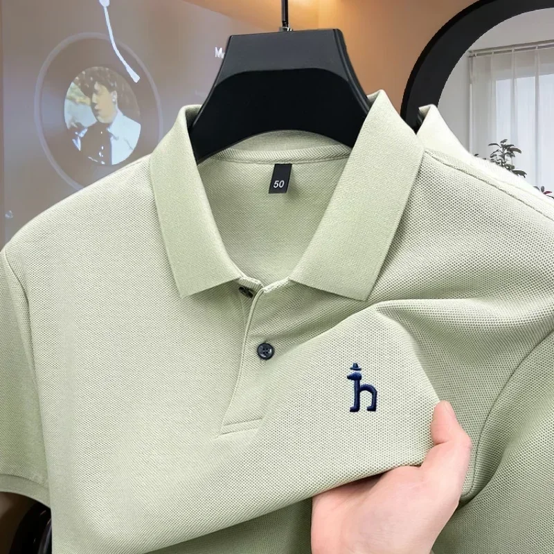 100% reine Baumwolle, hochwertiges Marken-Poloshirt für Herren, kurzärmelig, Sommermode, exquisit gesticktes Golf-Oberteil, lässiges T-Shirt. ﻿ – Detail 5