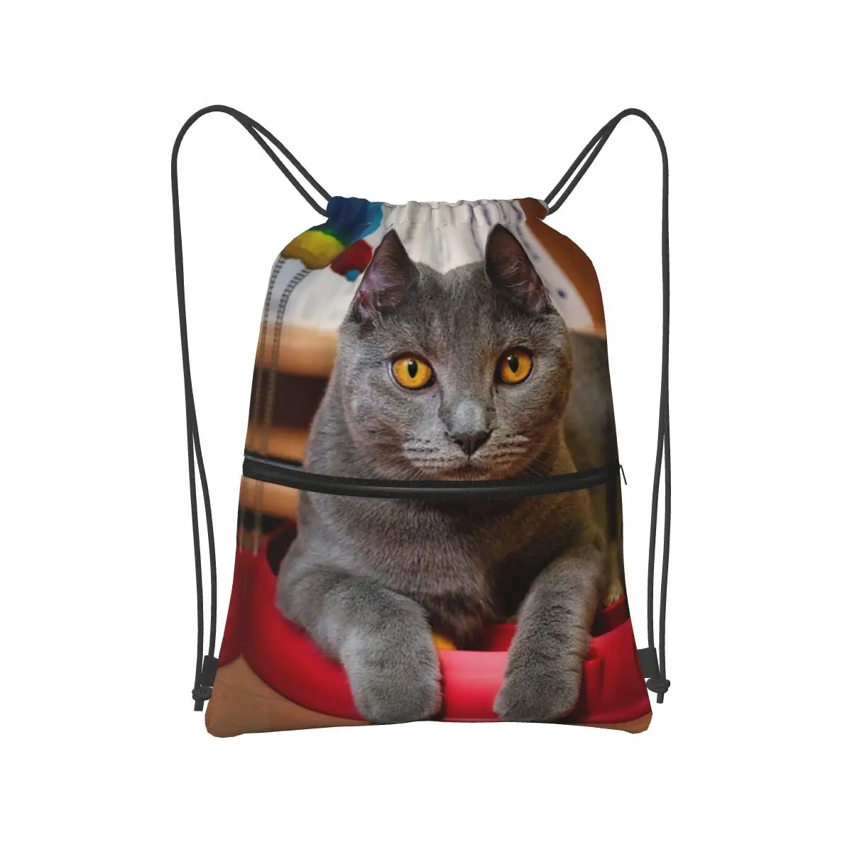 

Рюкзаки Chartreux с портретом кошки и золотыми глазами, повседневные портативные сумки на шнурке, сумка для хранения, сумки для книг для мужчин, женщин, студентов