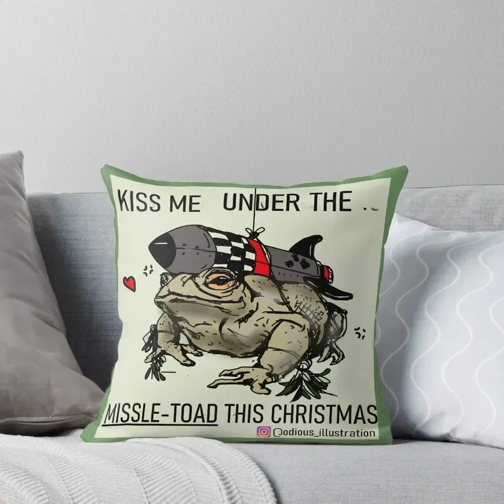 

Kiss me under the Missle-Toad this christmas Throw Pillow Christmas Pillowcase Cusions Cover Decorative pillow case pillow