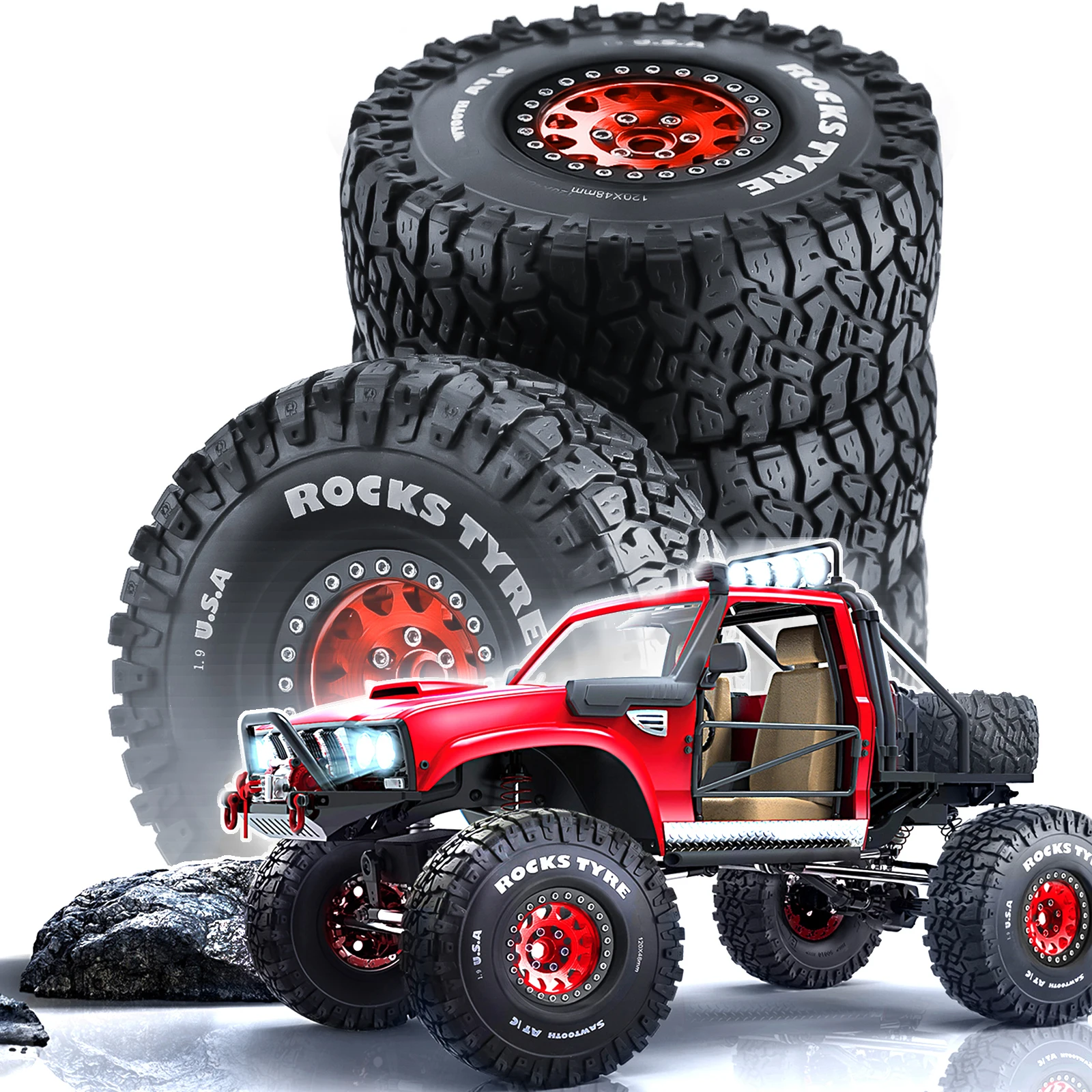 4 SZTUK 1,9-calowych felg i gumowych do 1/10 RC Rock Crawler Axial SCX10 RR10 AX10 Wraith 90048 90018 KM2