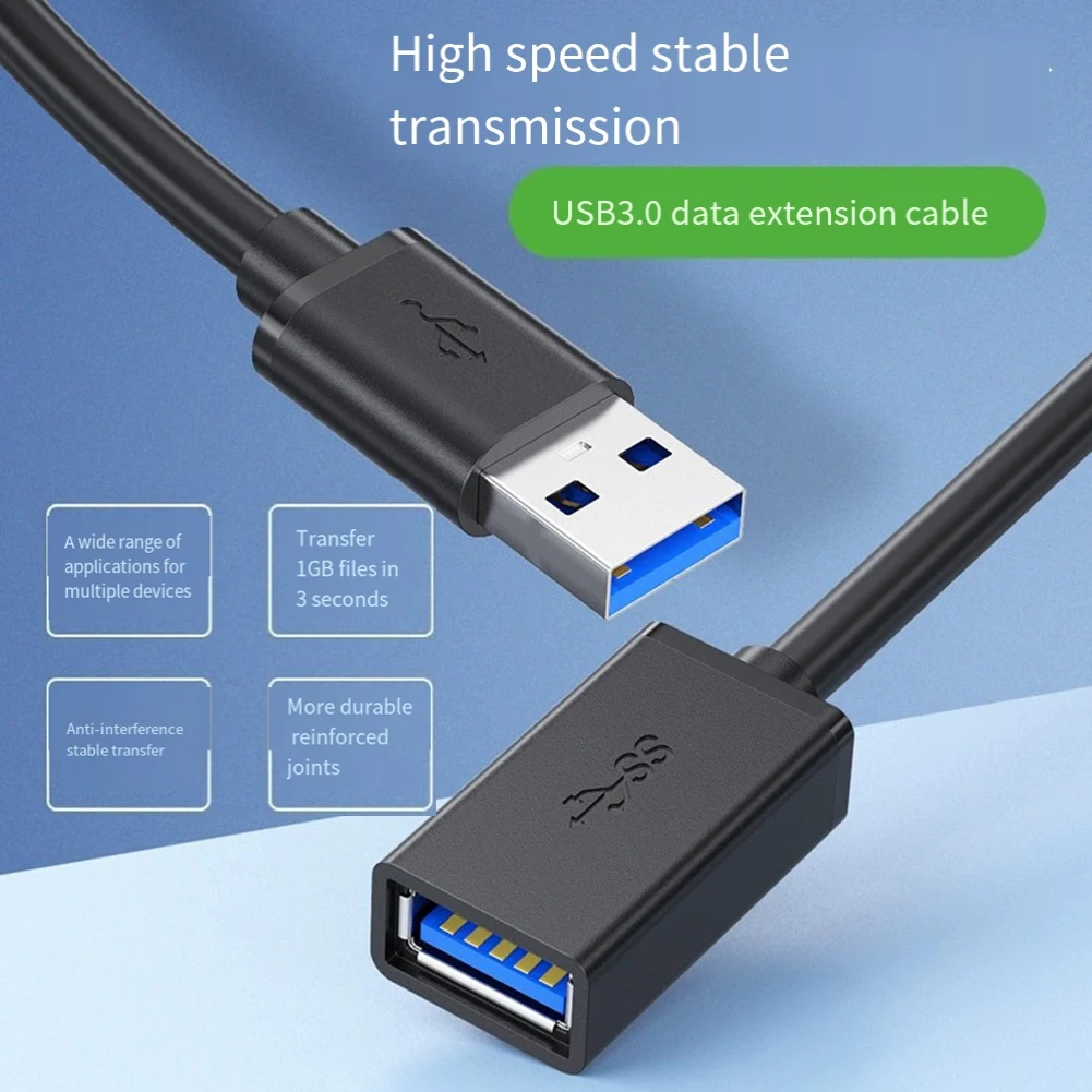 Cable de extensión USB 0,5 para ordenador portátil, Cable de datos para TV, SSD, USB 3 0 macho a hembra, Conector de impresora para cámara de ordenador, 3,0/1/2/3/5M