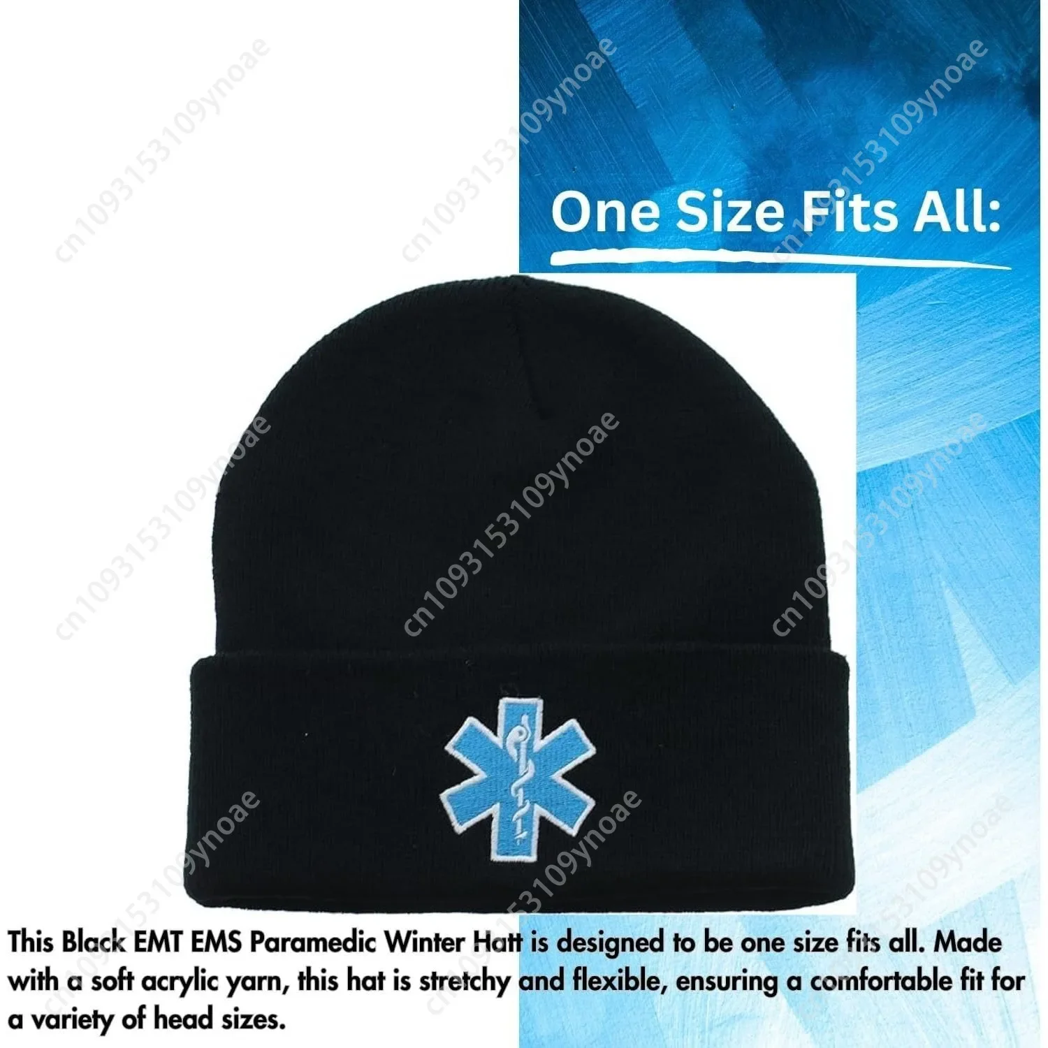 Black Emergency Medical Star Life Knit Hats Winter Cap Ski Caps Beanie Hat Women Men Classic Soft Comfortable Warm Dirt Proof