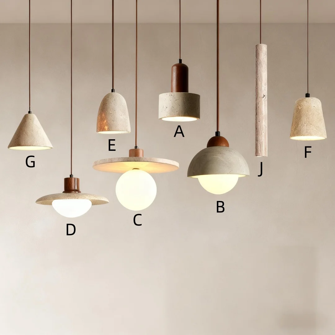 

Cave Stone Pendant Light LED Yellow Travertine Hanging Lamp for Kitchen Island Restaurant Bedroom Livingroom Chandelier Home Dec