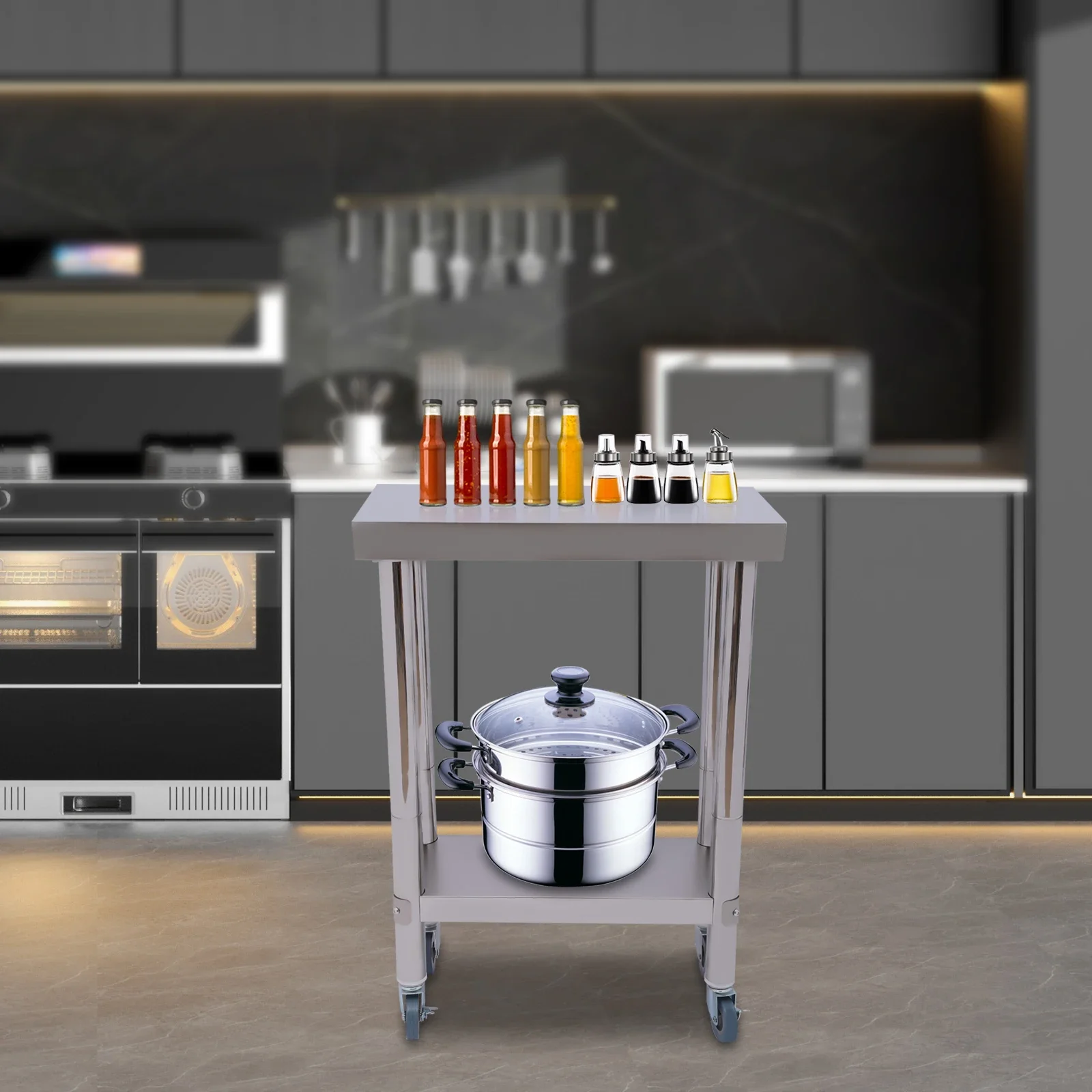

76*60*85cm Stainless Steel Table for Prep Work Commercial Heavy Duty Food Prep Worktable w/Undershelf for Restaurant Home Hotel