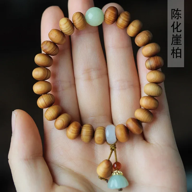 Cliff cypress aging material abacus beads jade lotus seed hand string 1.0×25 men and women's rosary decorative factory wholesale