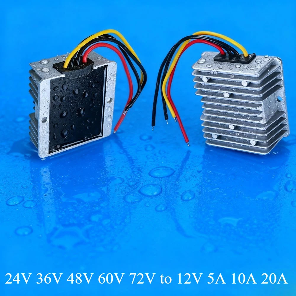 

72V 24V 36V 48V 60V to 12V 20A 5A 10A Step-down DC DC Converter Voltage Regulator Buck Car Truck Boat Power Supply 60V-12V