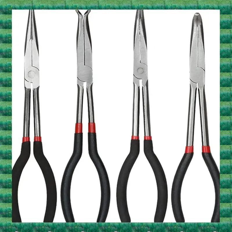 

B76A Pliers Steel 11-Inch Long Needle-Nosed Pliers Include Straight, 45-Degree, 90-Degree And O-Type Pliers