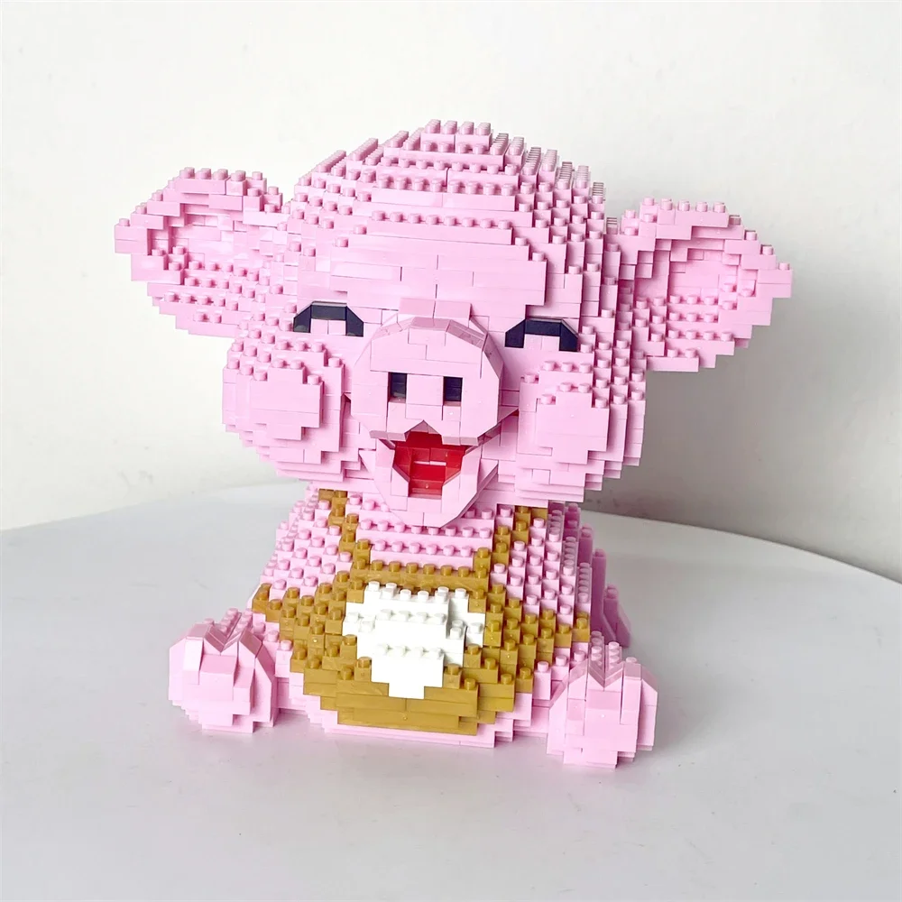 Charming Pink Lucky Pig Pet Micro Mini-Particle Toy Blocks: Enhance Motor Skills, Nourish Imagination, Perfect Gift for Kids