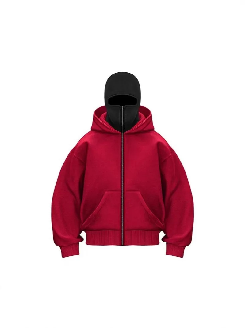 Unique Double-Layer Hoodie, Oversized Zip-Up Hooded Jacket, Streetwear Loose Zipper Sweatshirt, Couple Unisex Casual Hooded Coat