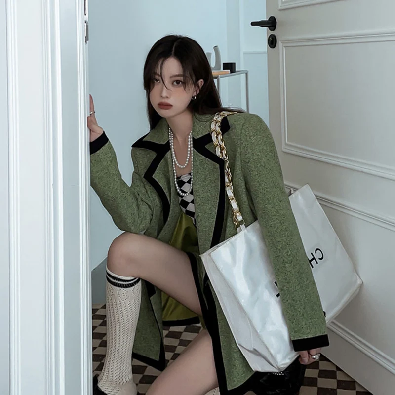 

plus Size Ele Lady Suit een Spring New Sle Slimming Outerwear Korean Sle Long Sve ort Dr Cardigan Set