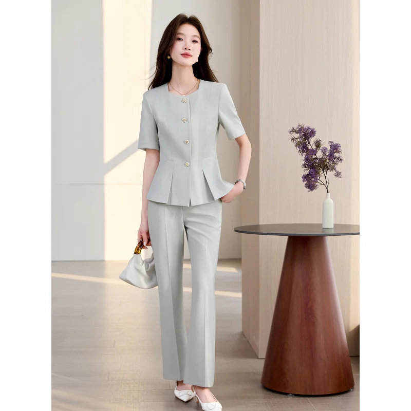

Summer new short-sleeved suit set for women, professional and elegant two-piece formal workwear