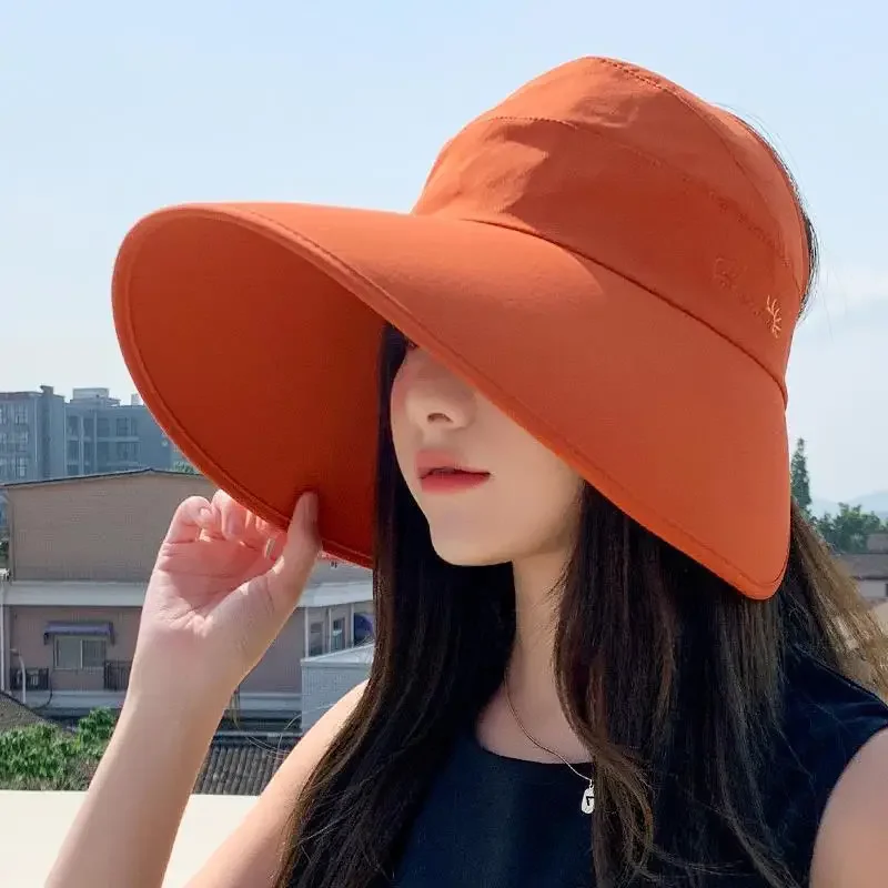 Sun Hat Korean Version, Face Blocking, UV Resistant, Open Top, Outdoor Travel Beach, Sun Protection, Summer Hat Women 챙모자