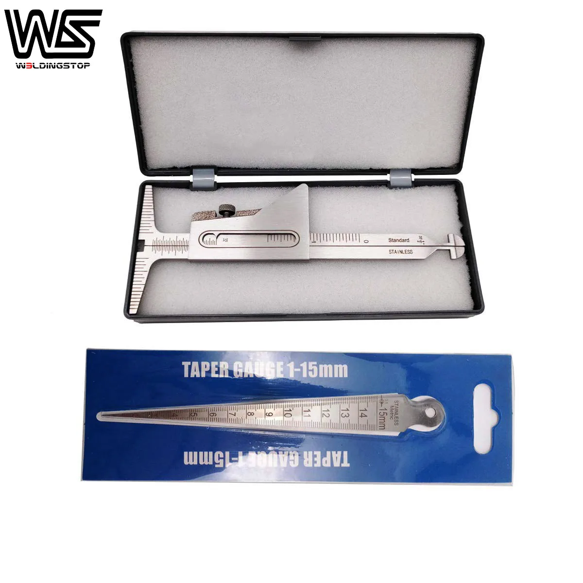 Weld Gauge Set Hi-Lo Welding Gauge and 1/32-5/8 Inch 1-15mm Taper Gauge Stainless Steel