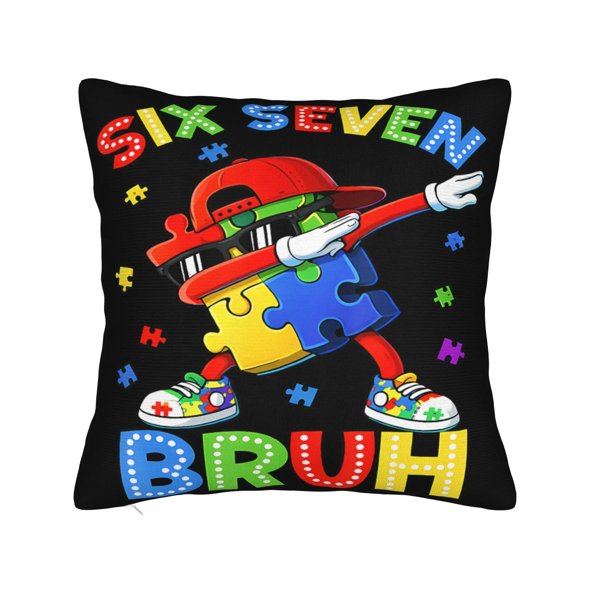 Decorative Pillowcase Dabbing Puzzle Autism Awareness Stuff Sofa  Throw Pillow Case Cover Square Multi-Size