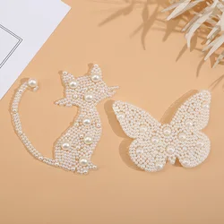 Iron on Patches Pearl Thermal  Badges Cat DIY For Clothing Jacket Backpack Butterfly Sewing Decorative BX034