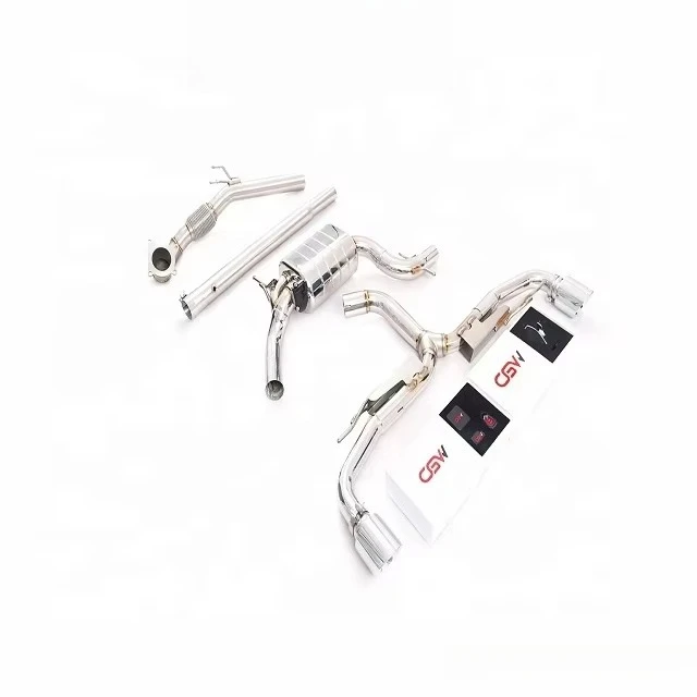Sound Cut Out Full System Flexible Exhaust Stainless Steel Piping Twin Chrome Tips for VW Scirocco 2.0T R Style Year 2009