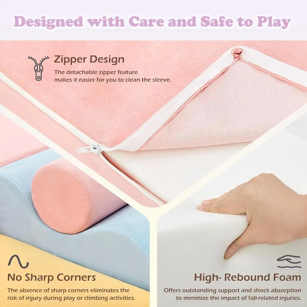 Juguetes de escalada para niños pequeños, juguetes de escalada para niños pequeños en interiores, juego de bloques de escalada de espuma suave de 7 piezas, esquina de tiempo de juego para niños pequeños C