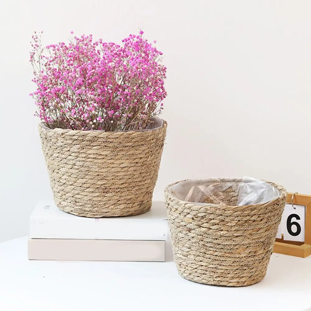 

S/M/L соломенный цветочный горшок для растений, декоративная корзина для цветов ручной работы, тканая корзина для цветов, герметичная корзина для цветов для дома