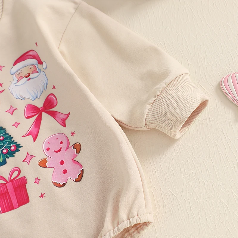 Baby Girls Sweatshirt Romper Cute Christmas Print Long Sleeve Jumpsuits for Newborn Infant Toddler Fashion Clothes