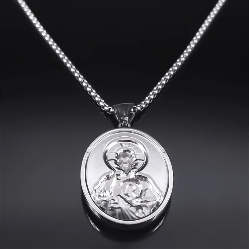 SAINT JUDE Pray for Us Necklace for Women Men Stainless Steel Silver Color Christ Jesus Medal Necklace Jewelry collar ZZ399