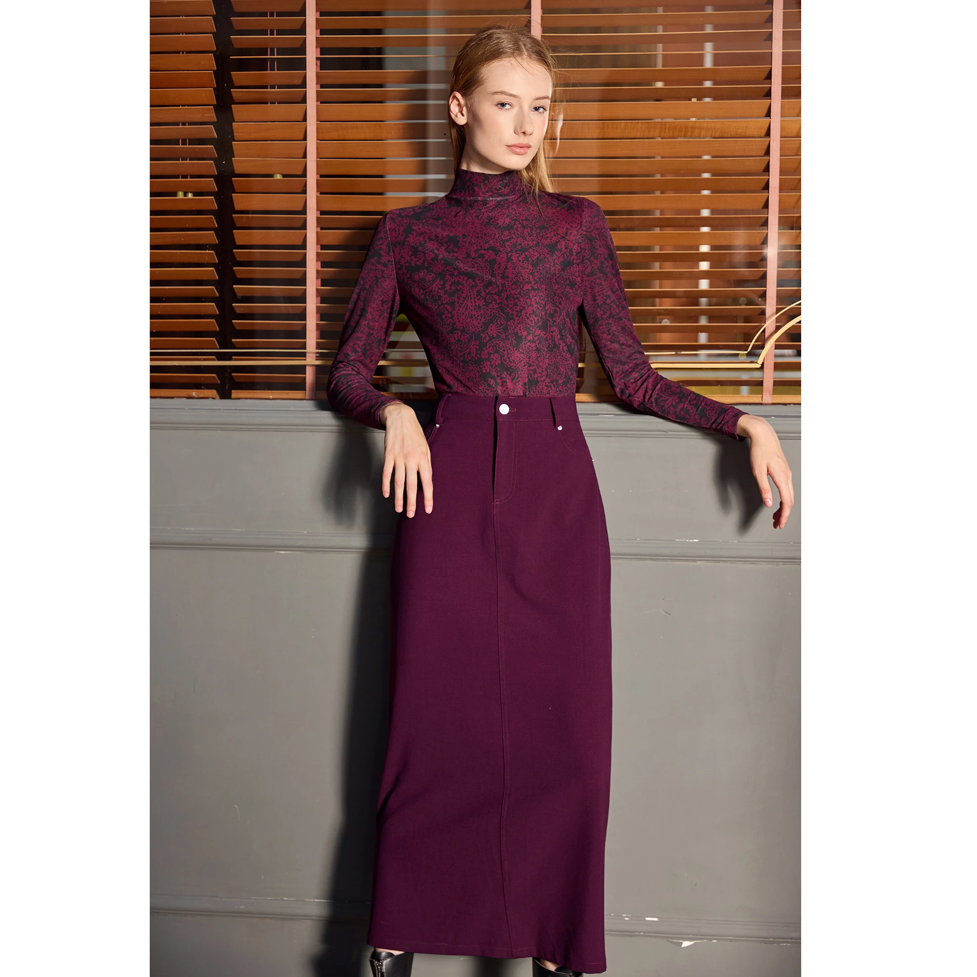 AP 2026 Autumn and Winter Women Mesh Printing Shirt Modal Lining Stretch Skirt