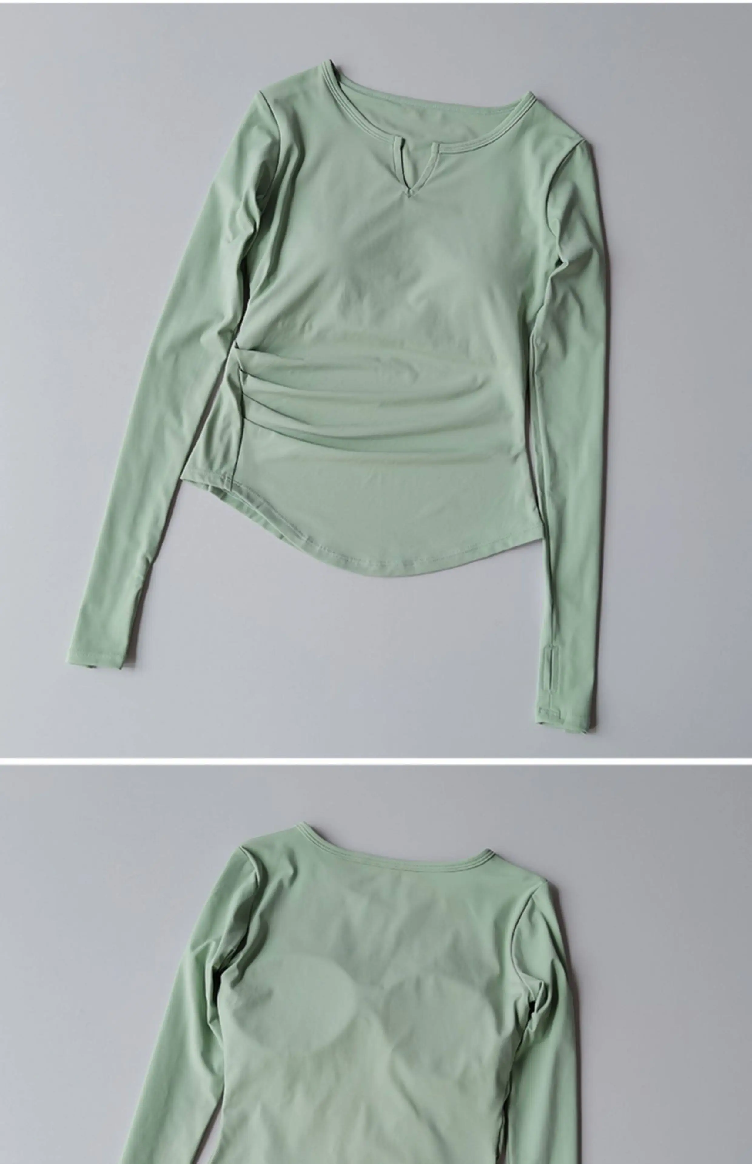 Damen V-Ausschnitt Eng Anliegendes Sexy Yoga-Oberteil Schnelltrocknend Schlankmachendes Fitness-Lauf-T-Shirt Lässiges Sport-Langarm-Mode-Top – Detail 5