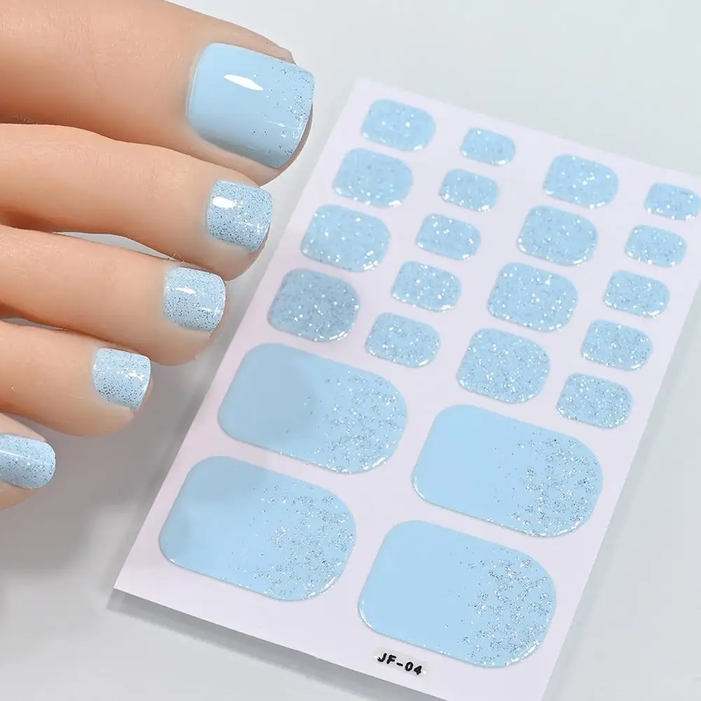 Zehennagelaufkleber – einfache und modische, einfarbige, glitzernde, langlebige Nagelaufkleber im japanischen und koreanischen Stil