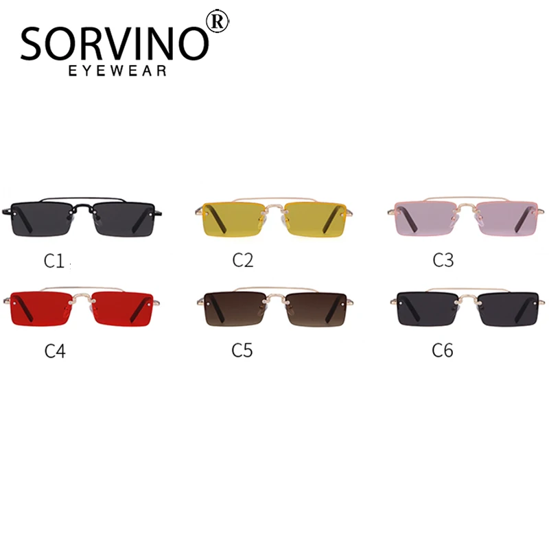 SORVINO صغيرة بدون شفة مربع النظارات الشمسية النساء 2025 العلامة التجارية الفاخرة مصمم صغير مستطيل 90s الأصفر الأحمر نظارات شمسية ظلال SP261
