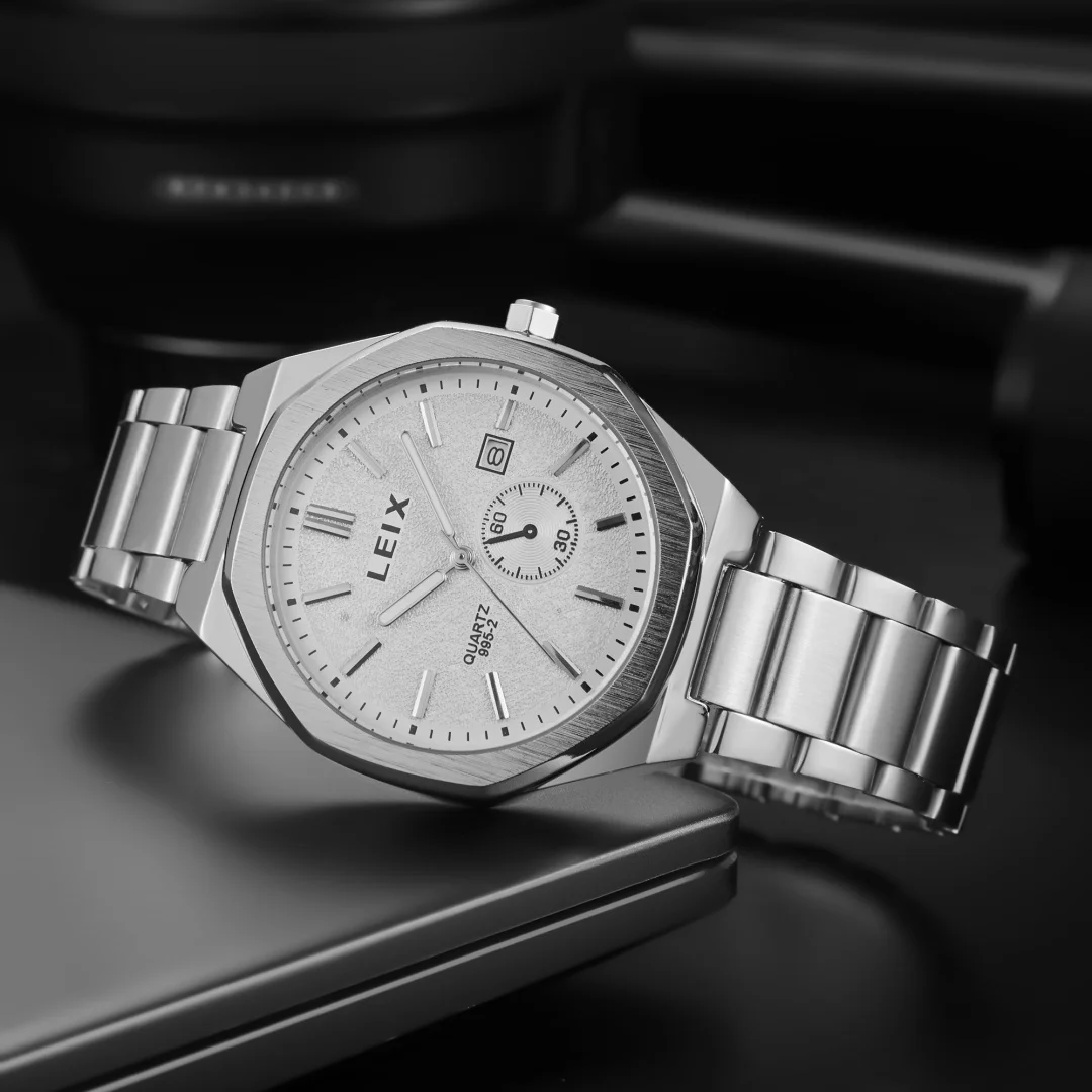 남성 클래식 손목 시계 비즈니스 라운드 다이얼 스테인레스 스틸 스트랩 쿼츠 시계 남성용 시계 Dropshipping