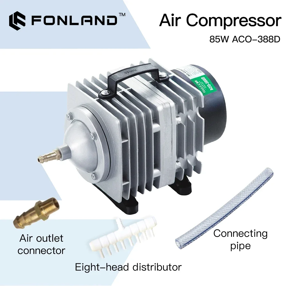 FONLAND kompresor udara ACO-388D 85W, pompa udara magnetik elektrik untuk mesin pemotong pengukir Laser CO2