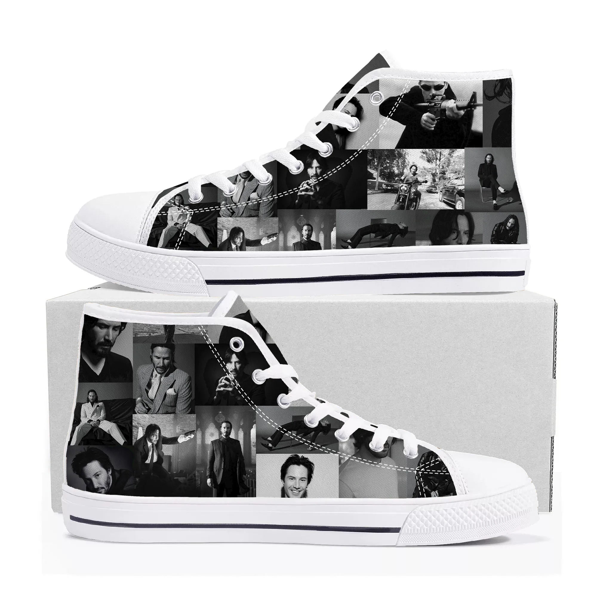 Keanu Reeves High Top Sneakers Mens Womens Teenager Canvas High Quality Sneaker Casual Custom Made Shoes Customize DIY Shoe