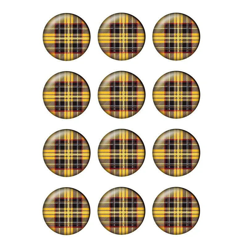 12pcs Checkered Pattern Round Photo Glass Cabochon 8mm 10mm 12mm 14mm 16mm 18mm 20mm 25mm Demo Flat Back DIY Jewelry Making T061