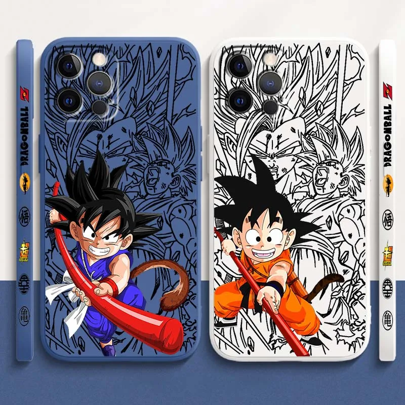 

Art Dragon Ball Cartoon Phone Case For Apple iPhone 16 15 14 13 12 11 XR XS X Pro Max Plus Liquid Left Rope Soft Cover