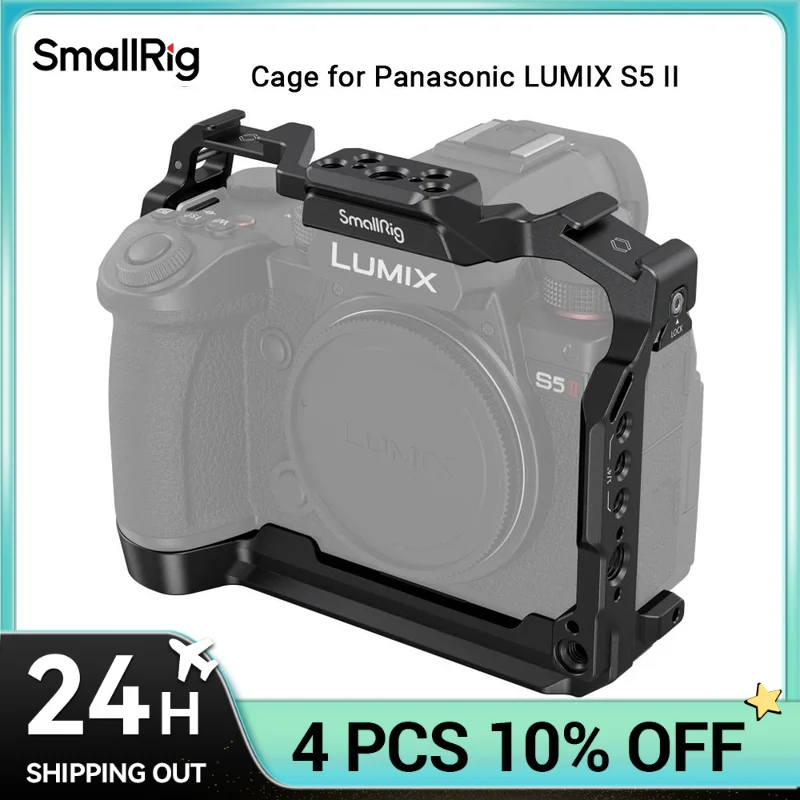 SmallRig Cage for Panasonic LUMIX S5 II Full Cage Kit with NATO Rails Cold Shoe Mounts Arca-Swiss Quick-Release Plate 4022