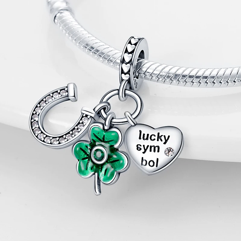 Original 925 Sterling Silver Clover Charm Fit Original 925 3mm Pan Bracelet DIY Beads For Women Jewelry