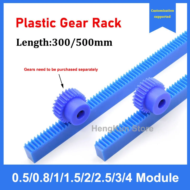

1pcs Blue Plastic Gear Rack 0.5/0.8/1/1.5/2/2.5/3/4 Module Straight Teeth Drive Rack Length 300/500mm Spur Gear Rack