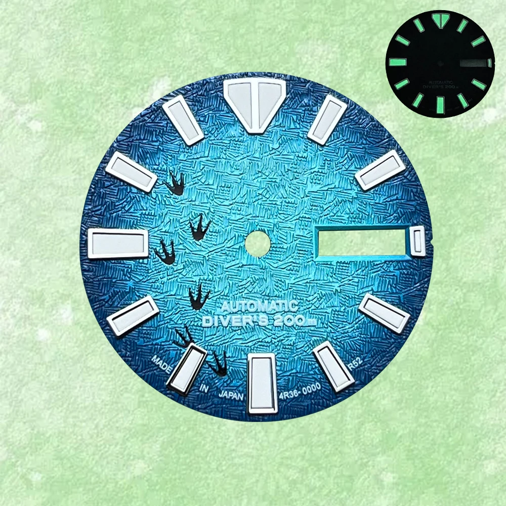 Esfera de 28,5mm adecuada para logotipo NH35/NH36 S, movimiento automático, accesorios de modificación de reloj luminoso verde