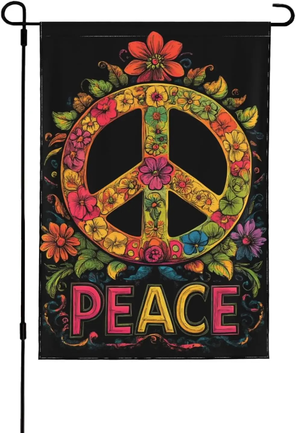 Peace Floral Garden Flags for Outside 12×18 Inch | Double Sided, Yard Banner, Seasonal Flag, for Outdoor Decor llp