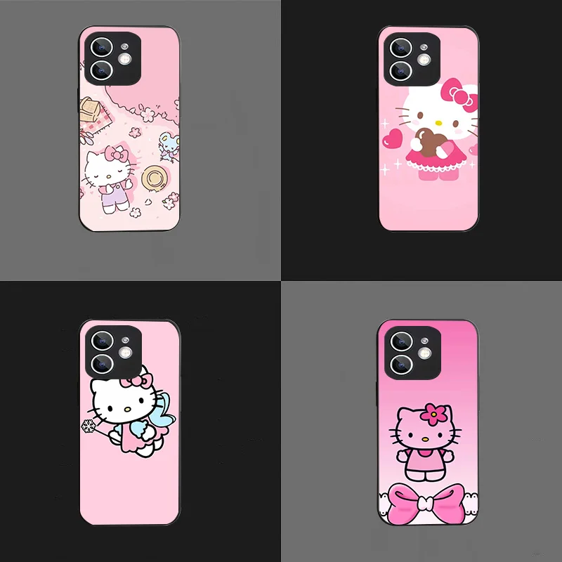 WD-23 Sanrio-Hello Kitty Black Silicone Case For Redmi 6 6A 7 7A 8 8A 9 9A 9C 9T 10A 10V 10 Power