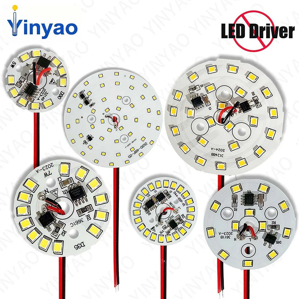 

1Pcs AC220V Driverless 2835 SMD Light Board 3W/5W/7W/9W/12W/15W Built-in IC Driver 15cm Lead Wire PCB for DIY Bulb Replacement