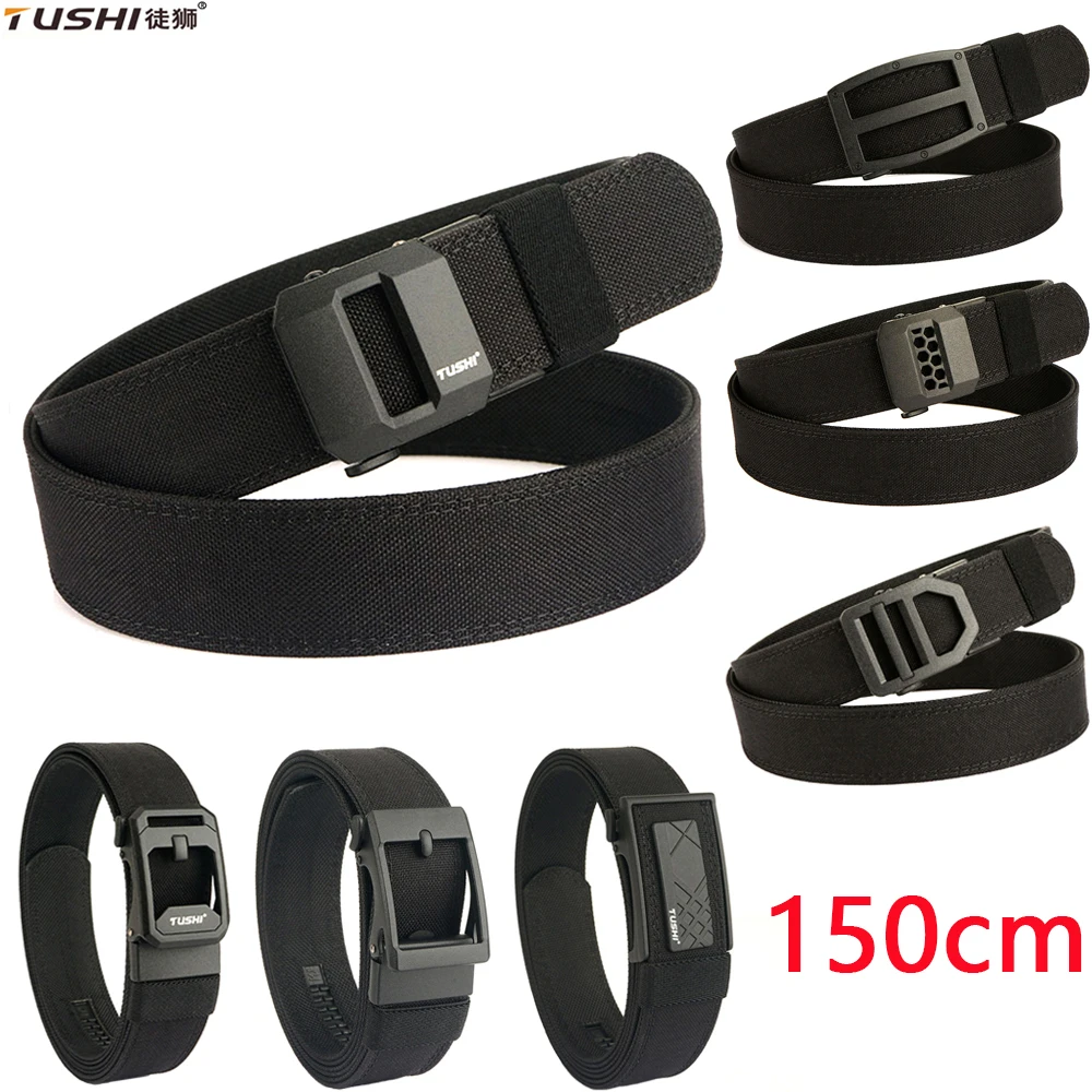 

TUSHI Belt New 150cm Army Tactical Belt Quick Release Military Belt Training EDC Outdoor Shooting Hiking Hunting Sports Gun Belt