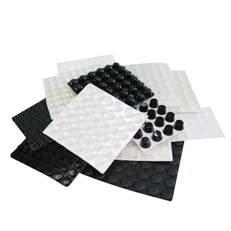 Runder/quadratischer Stoßfänger, selbstklebender Türstopper, Gummidämpfer, Puffer, Schwarz/Klar, Silikon, Möbel, Schublade, Schutzpolster – Detail 3