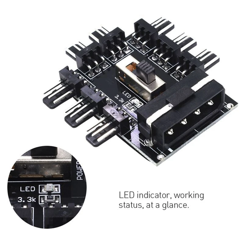 1 bis 8 Pin Lüfter Hub Sata PWM Molex Splitter PC Mining Kabel 12V 4-polig/Sata Adapter zweiteiliger Anzug für Sata und 4-polig
