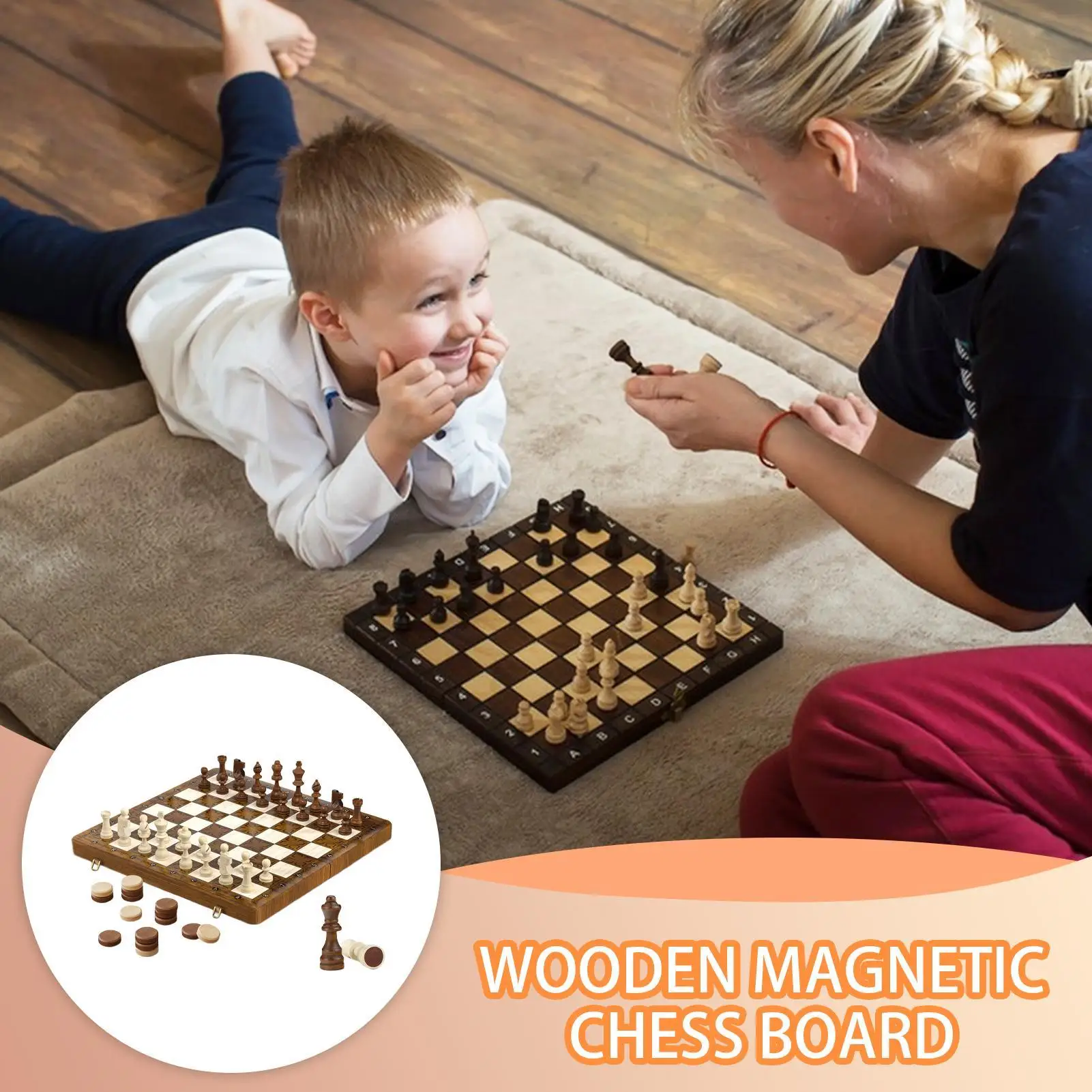 Folding Magnetic Chess Board | Wooden Travel Chess Set for Classroom Car Trip Home Outdoor Park Coffee Table Party Game
