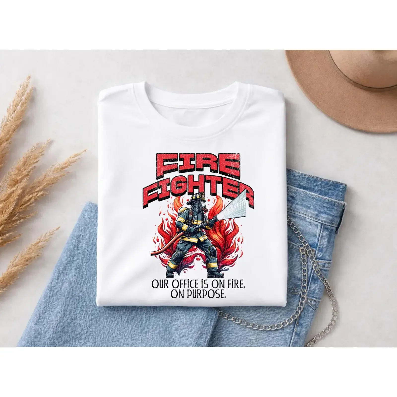 Our Office Is On Fire Purpose Funny Firefighter T Shirt Department For Firefighters vintage Washed homme Unisex