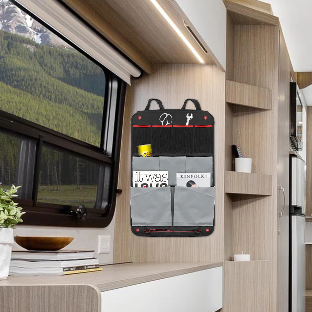 

1PCS Caravan Motorhome Cabinet Door Organizer Storage Bag with 9 Compartment & Hooks & Eyelets Size Car Accessories