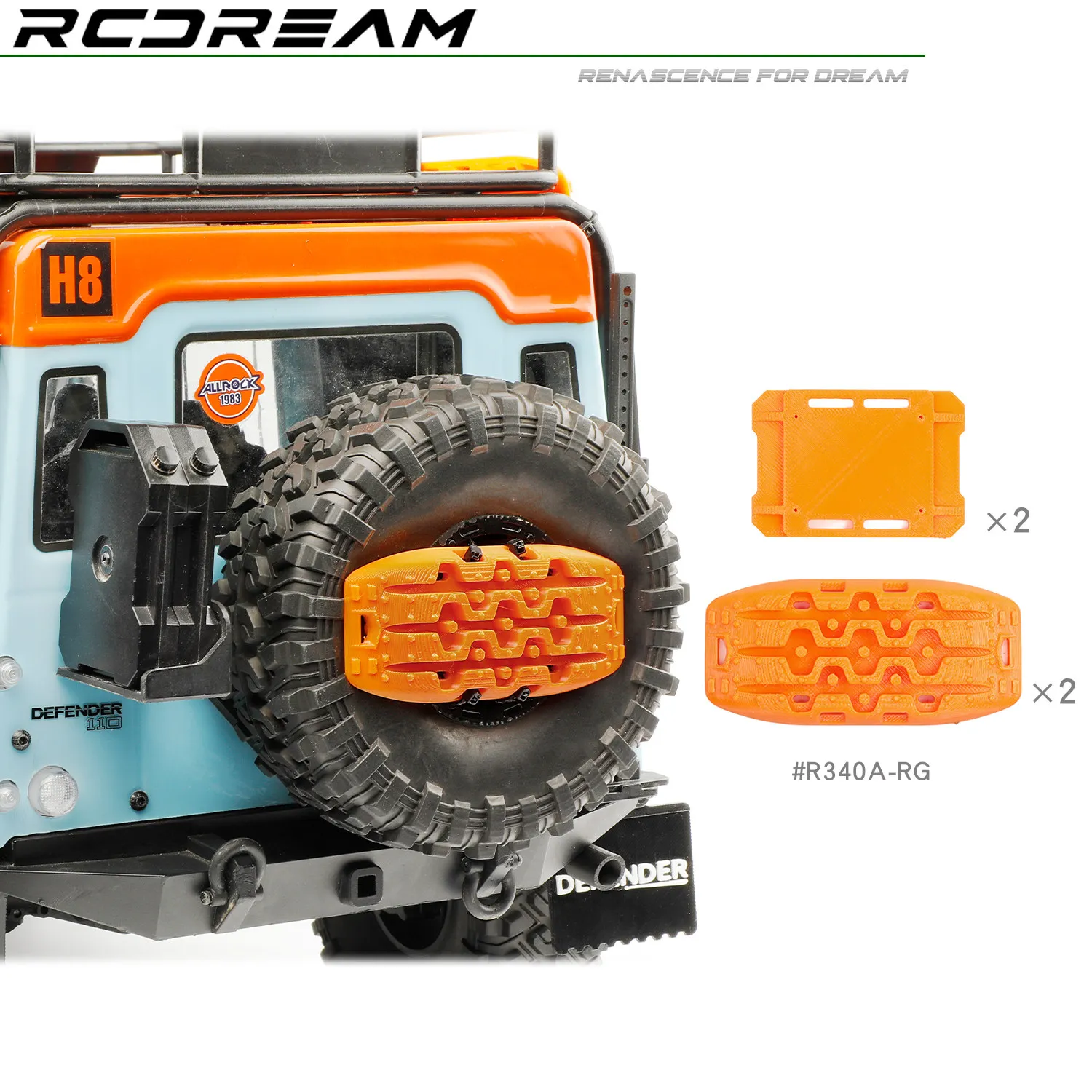 RCDream 1/8 Sand Ladder Recovery Board Traction Board for H8H H8E MK07 JK07 parts